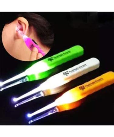 Kids Safe Ear Pick Wax Remover Cleaner Curette with LED Flashlight Light Kits (#3 1pc Plastic (Random Color))