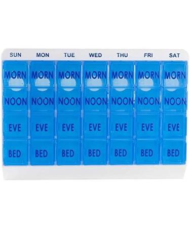 Apex Large 7 Day Weekly Pill Organizer - Easy-Open 4 Times a Day Medication & Vitamin Organizer - Transparent Design for Easy Viewing - Buy Online on GoSupps.com
