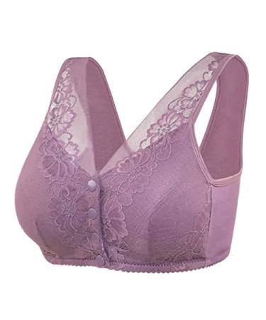Workout Sports Bra for Women Front Buckle Underwear No Steel Ring Bra Full Coverage No Steel Ring Bra Sports Bras Purplegrey 38