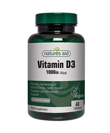 Natures Aid Vegan Vitamin D3 1000iu (25ug) 60 Tabs - 6 Pack