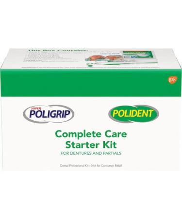 Polident Complete Denture Care Starter Kit - Denture Bath, 3-Minute Tablets, Adhesive - Buy Online on GoSupps.com