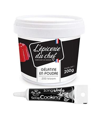 Gelatin Powder 200g + Black Icing Pen