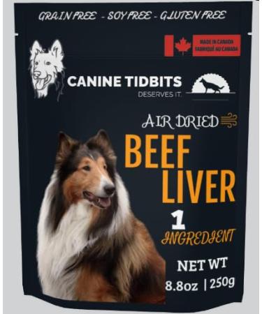 CanineTidbits Beef Liver Air Dried Dog Treats Bag I Single Ingredient 8.8 oz/ 250g