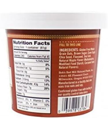 Bobs Red Mill Gluten Free Brown Sugar & Maple Oatmeal Cup 61 grams 12 count Maple 61 g (Pack of 1) - Buy Online on GoSupps.com