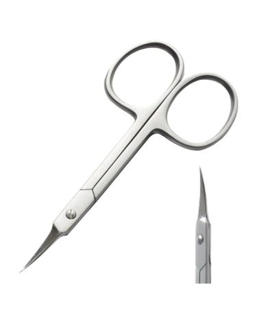 DEONZA Cuticle Scissors Fine Curved Blade, Scissors for Cuticles Care Professional Manicure pedicure Scissors with Precise Pointed Tip Grooming Blades, Eyebrow, Eyelash, and Dry Skin (Silver)