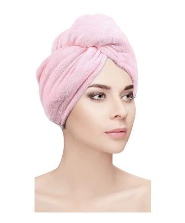 Bath Dry Microfiber Hair Towel Wraps  Fast Drying Turbans for Women with Long  Curly and Thick Hair  Soft Ultra Absorbent and Anti Frizz Hair Products for Salon and Home Shower  Pink  Single