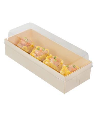 Restaurantware LIDS ONLY: Taipei 7.5 Inch Rectangle Long Straight Lids, 100 Plastic Lids For 18 oz Rectangle Long Straight Wooden Containers - Containers Sold Separately, Clear Plastic Lids 18 oz Rectangle Lid