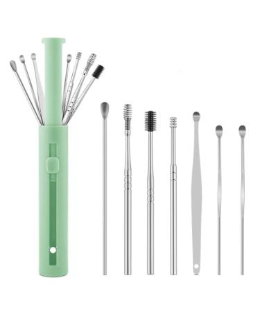 XIDAJIE 6/7Pcs Ear Cleaner Earwax Removal Tool Spring Spoon Ear Pick Cleanser Care 7PCS Green 7pcs 7pcs