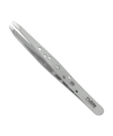 Rubis Hole Pattern Classic Stainless Steel Slanted Tweezers For Precise Eyebrows and Hair Removal  The Elegance Collection  1K111 Silver