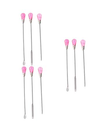 6 sets 6-ply brushes for nail polish stirring sticks for nails UV gel mixing sticks Color mixing spatula salon nail art tool Pigment stirring nail design tip reusable 10.3*1cmx3PCs as shown x 3 pieces