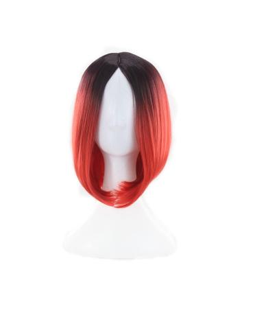 Healvian 1pc Gradient Color Cosplay Wig Synthetic Hair Wig Straight Short Wigs Fancy Dress Wigs Party Accessories 35.00X55.00X0.30CM Red - Buy Online on GoSupps.com