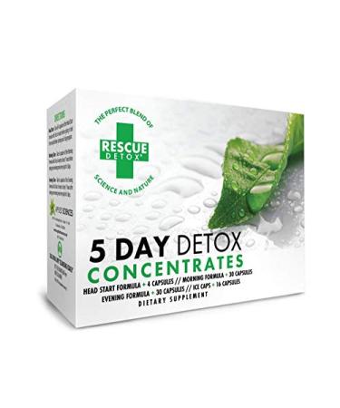 Rescue Detox - 5 Day Detox Concentrates | Comprehensive Cleansing Program - with Head Start Blend and Bonus ICE Caps 8ct