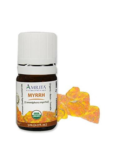 Organic Myrrh Essential Oil 100% Pure Undiluted Commiphora myrrha Therapeutic Grade Premium Quality Aromatherapy Oil Tested & Verified 5ML 0.17 Fl Oz (Pack of 1)