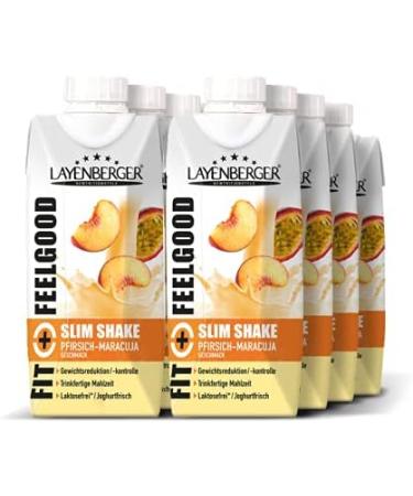 Layenberger Fit+Feelgood Slim Shake Peach-Maracuja | Ready-to-Drink Meal Replacement for Weight Loss | Gluten-Free & Lactose-Free | 8 x 330ml | Only 208 kcal - Buy Online on GoSupps.com