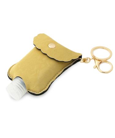 Leather Hand Sanitizer Holder Keychain with 2oz Squeeze Bottles (o green)