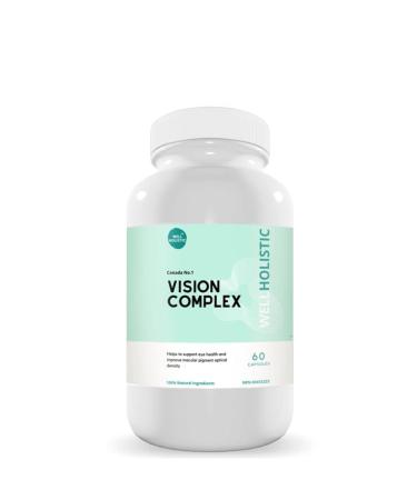 Well Holistic Vision Complex 60 Capsules - Eye Vitamin & Mineral Supplement Contains Lutein Vitamin C Quercetin Bilberry & Citrus Bioavonoids