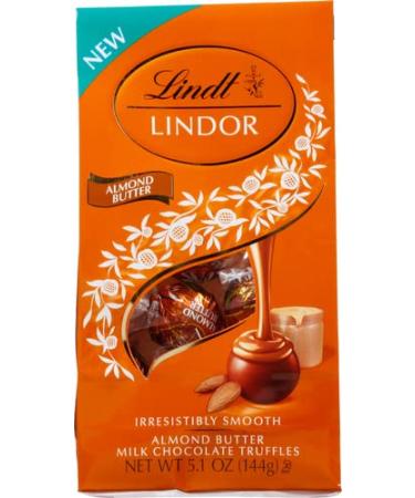 Lindt LINDOR Almond Butter Milk Chocolate Truffles, 5.1 oz. Bag Almond Butter 5.1 Ounce (Pack of 1)