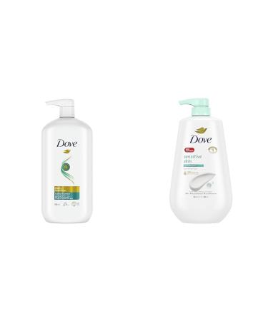 Dove Daily Moisture Conditioner with Bio-Nourish Complex moisturizes and nourishes dry hair 950 ml & Sensitive Skin Body Wash with Pump for renewed healthy-looking skin Hypoallergenic gentle body