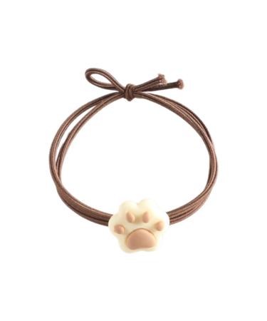 xbiez Cartoon Kitten Paw Style Cat Paw Hair Tie Hair Rope Strong Hold Christmas Costume Cat Paw Cute Hair Rope Non-Slip Beige 1