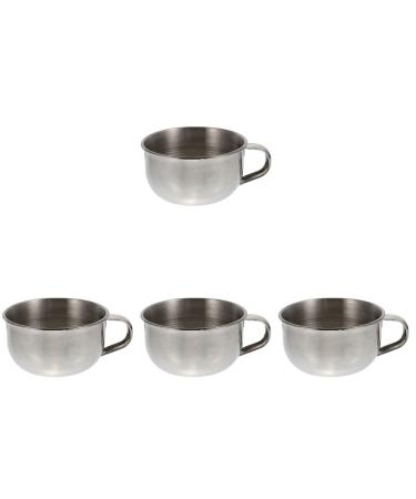 Beaupretty 4PCs stainless steel cleaning with cream men mug safety shave practical silver for brush shavers care men men handle simple container bladder bladder steel foam 10x8.5cmx4pcs silverx4st