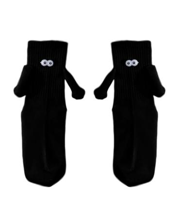 AYFFDIYI Funny 3D Doll Couple Socks Couple Holding Hands Socks Mid-Tube Couple Holding Hands Sock-NO Magnetic Suction B Black