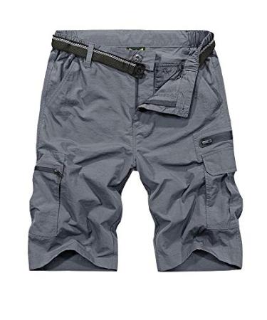 Jessie Kidden Mens Outdoor Casual Expandable Waist Lightweight Water Resistant Quick Dry Fishing Hiking Shorts Grey 36