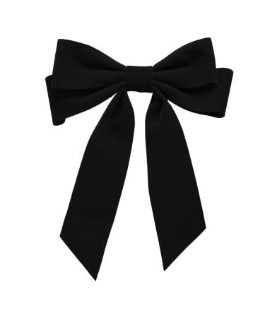 Hair Bows for Women Bow Hair Clips Velvet Hair Bow Clips Large Satin Ribbon Bow Hairpins Bow Hair Barrette for Party Hair Accessories Black 1 count (Pack of 1) black