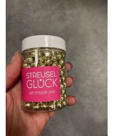 Strussel Happiness Chocolate Balls - Crispy Mini Gold Metallic Sprinkles | 75g Pearl Sugar Beads for Birthday & Christmas Treats - Buy Online on GoSupps.com