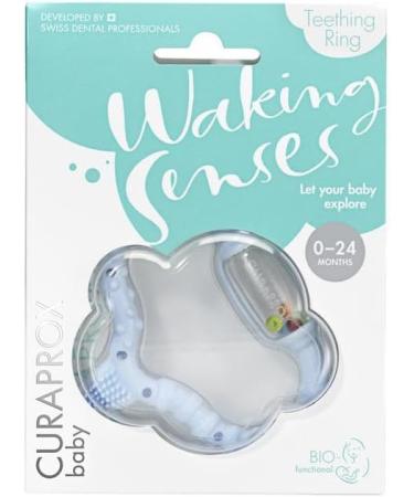 Curaprox Baby Bite Ring with Rattle & Learning Toothbrush - BPA-Free Blue 1 Piece | Ideal Teething Toy for Infants - Buy Online on GoSupps.com