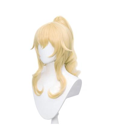 DAZCOS Jean Cosplay Wig Wavy Blonde Ponytail Hairs with Bangs (Yellow) #Yellow-Je