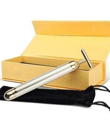 24K Gold Electric Facial Massage Roller - Anti Aging Vibrating Beauty Bar for Tightening & Firming - Silver Skin Care Tool - Buy Online on GoSupps.com