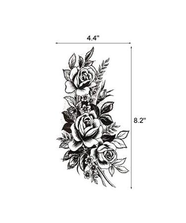 Kotbs 3D Black Flower Rose Petal Temporary Tattoos for Women - Waterproof Beauty Fake Tattoos (12 Sheets) - Buy Online on GoSupps.com
