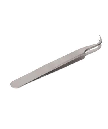 Professional eyelash extensions tweezers precise stainless steel make-up tools silver false eyelash tools wearable for eyelashes (curved tweezers)