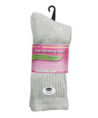 J.T. Foote - Non Binding Diabetic Socks Crew Ladies 3pk - Heather Size 9-11