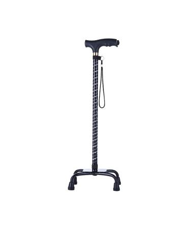 Aluminum Alloy Crutch - Men Ms Four Feet Walking Stick -Elderly Four Corners Crutch -Adjustable Telescopic Mobile Aid with Light Black Family Elegant