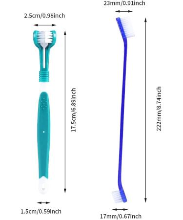 Meleebellot Dog Toothbrush Set - 4 Pieces with Triple Head & Long Grip - Pet Toothbrush for Dogs & Cats (Multi-Colored) - Buy Online on GoSupps.com