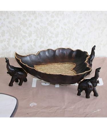 SHAOHUASC Well Made Piece of Art Thai Solid Wood Fruit Bowl Simple Modern Living Room Coffee Table Decorated Bamboo Elephant - Buy Online on GoSupps.com