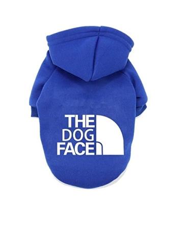 Dog Hoodie,Comfortable, Soft and Breathable Fashion Dog Sweatshirt,Trendy Dog Hoodie Face,for Small, Medium and Large Dogs (Blue, Small(Chest: 14'', Back: 9'')) Small(Chest: 14'', Back: 9'') Blue
