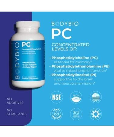BodyBio PC Liposomal Phospholipid Complex - 100 Non-GMO Softgels for Optimal Health - Buy Online on GoSupps.com