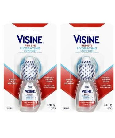 Visne Red Eye Comfort Redness Relief Eye Drops to Help Relieve Red Eyes Due to Minor Eye Irritations Fast 0.28 Fl OZ (8ML) 2 Pack Clear