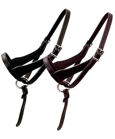 Derby Originals Paris Tack Double Layered Leather Grow with Me Adjustable Horse Foal Halter with Extra Crown Piece Havana Brown