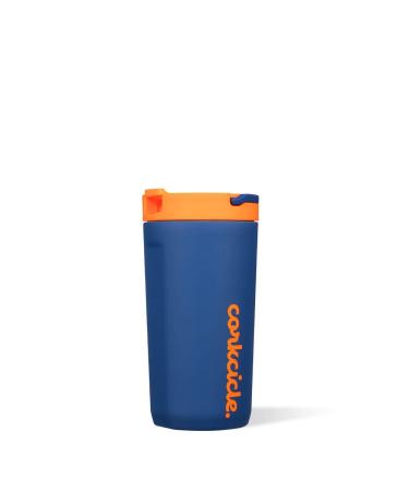 Corkcicle. Kids Tumbler Triple Insulated Stainless Steel Travel Mug  Easy Grip  Non-Slip Bottom  Keeps Beverages Cold for 18 Hours and Hot for 3 Hours  12 oz  Electric Navy
