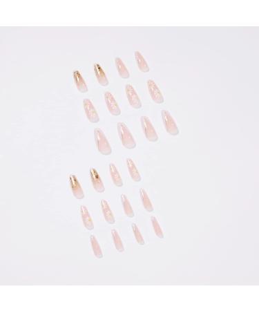 BSLVWG 24 Pieces Multi-Colored Almond Press-On Nails | Short Nude Swirl & Wave Pattern Stick-On Nails for Women | Oval Artificial Nails with Glue - Buy Online on GoSupps.com