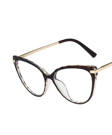 Blue Light Blocking Presbyopic Glasses Oversized Computer Readers Cat-Eye Reading Glasses Anti UV Flat Light Mirror +0.00 Tea