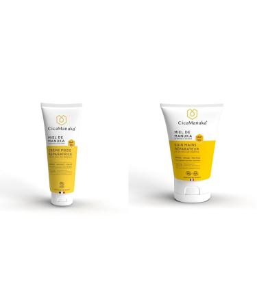 CicaManuka CicaManuka - Repairing Foot Cream with Manuka Honey IAA15+ Repairs dry damaged heels Cosmos Natural Certified 75ml & Repairing Hand Cream with Manuka Honey IAA15+ - Nourishes and moisturizes - 50ml