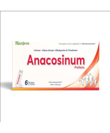 Bhargava Anacosinum |Relieves from Cold and flu|Non-drowsy flu Relief|Sore Throat & Fatigue Recover|6 vials of 1gm Each | Pack of 6|Medicated pellets