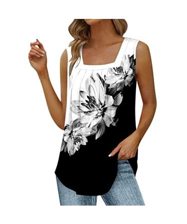 Fupinoded Womens Tank Tops Dressy Casual, Womens Tank Tops Summer T Shirts Sleeveless Casual Loose Tunic Blouses Graphic Tees Black Large