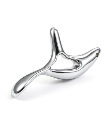 Metal Triangular Finch Massager Dial Tendon Point Stick Meridian Scraping Board Foot Massage Stick Silver