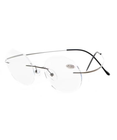 Eyekepper Titanium Rimless Round Reading Glasses Circle Reader Gunmetal +2.5