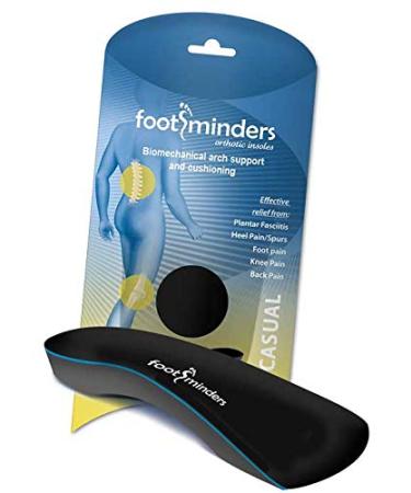 Footminders Casual Orthotic Arch Support Insoles for Dress Slip-On Shoes (Pair) (Small: Men 5  - 7 Women 6  - 8) - Relief for Foot Pain Due to Flat Feet/Low Arches and Plantar Fasciitis